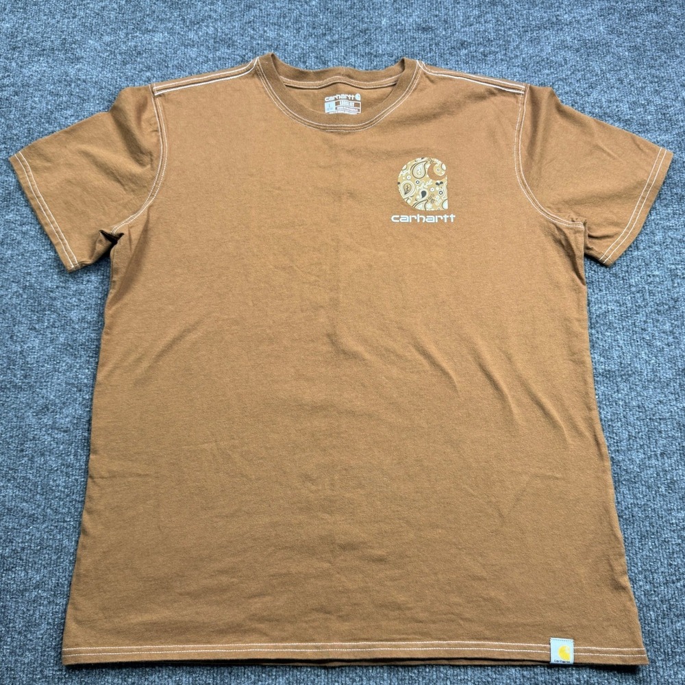 Carhartt T Shirt Kids L Brown Paisley Logo Loose Fit Tee‎